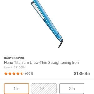 BaBylissPRO Nano Titanium Flat Iron Ultra Thin 1”